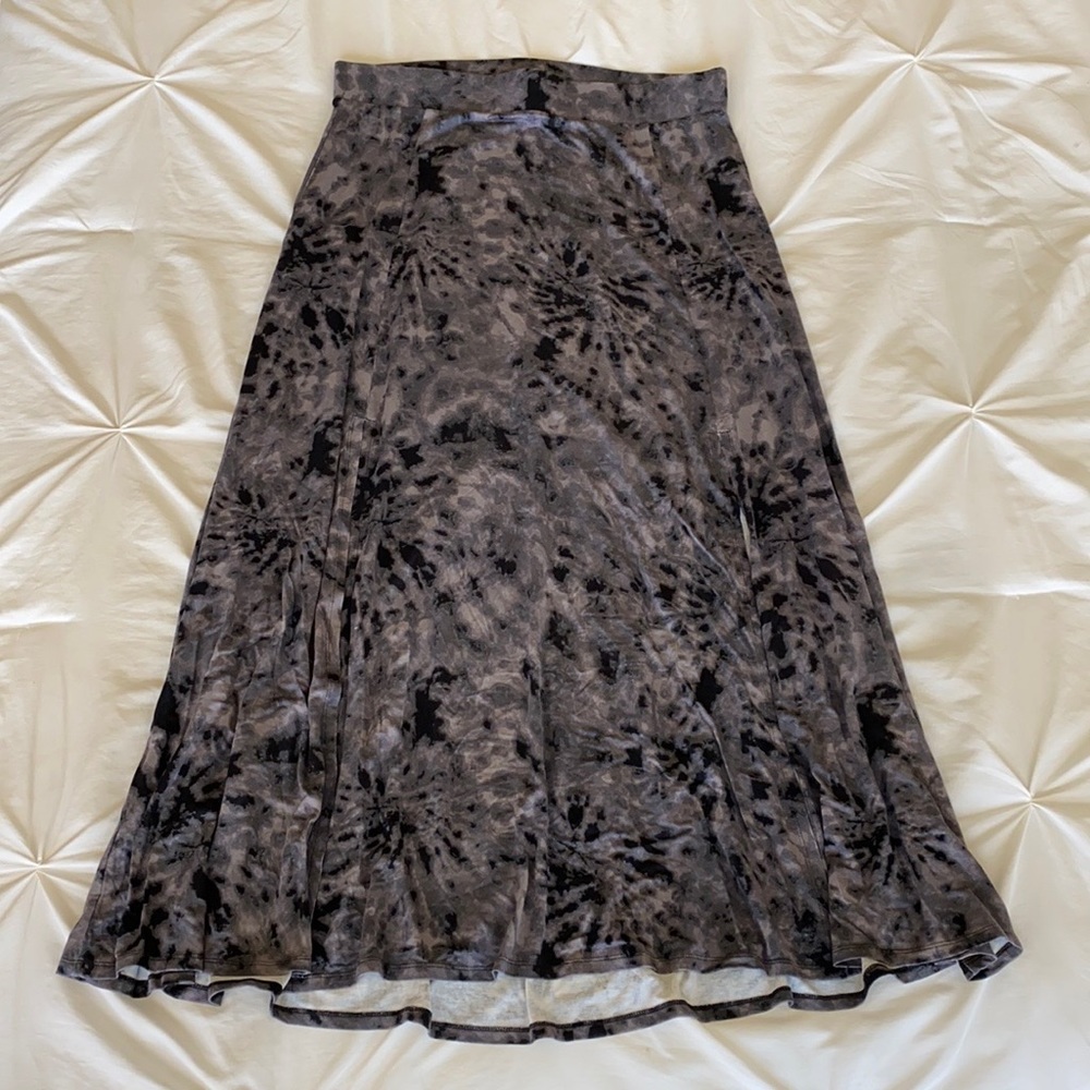 Black Tie-dye Torrid Maxi Skirt with Front Slits Size 1X